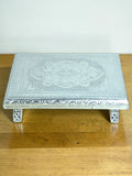 Sigaram 8x12 Inch Silver Plated Wooden Chowki/Patla for Home & Temple Pooja Decor K4935