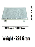 Sigaram 7x10 Inch Silver Plated Wooden Chowki/Patla for Home & Temple Pooja Decor K4936