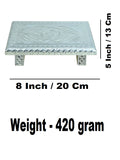 Sigaram 8x5 Inch Silver Plated Wooden Chowki for Home & Temple Pooja Decor K4937
