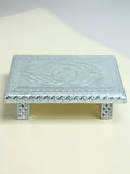 Sigaram 8x5 Inch Silver Plated Wooden Chowki for Home & Temple Pooja Decor K4937