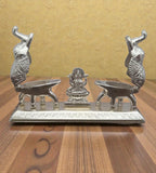 Sigaram 6.5 x 2.5 Inch Silver Plated Elephant Kumkum Dabbi for Home Pooja Decor K4947