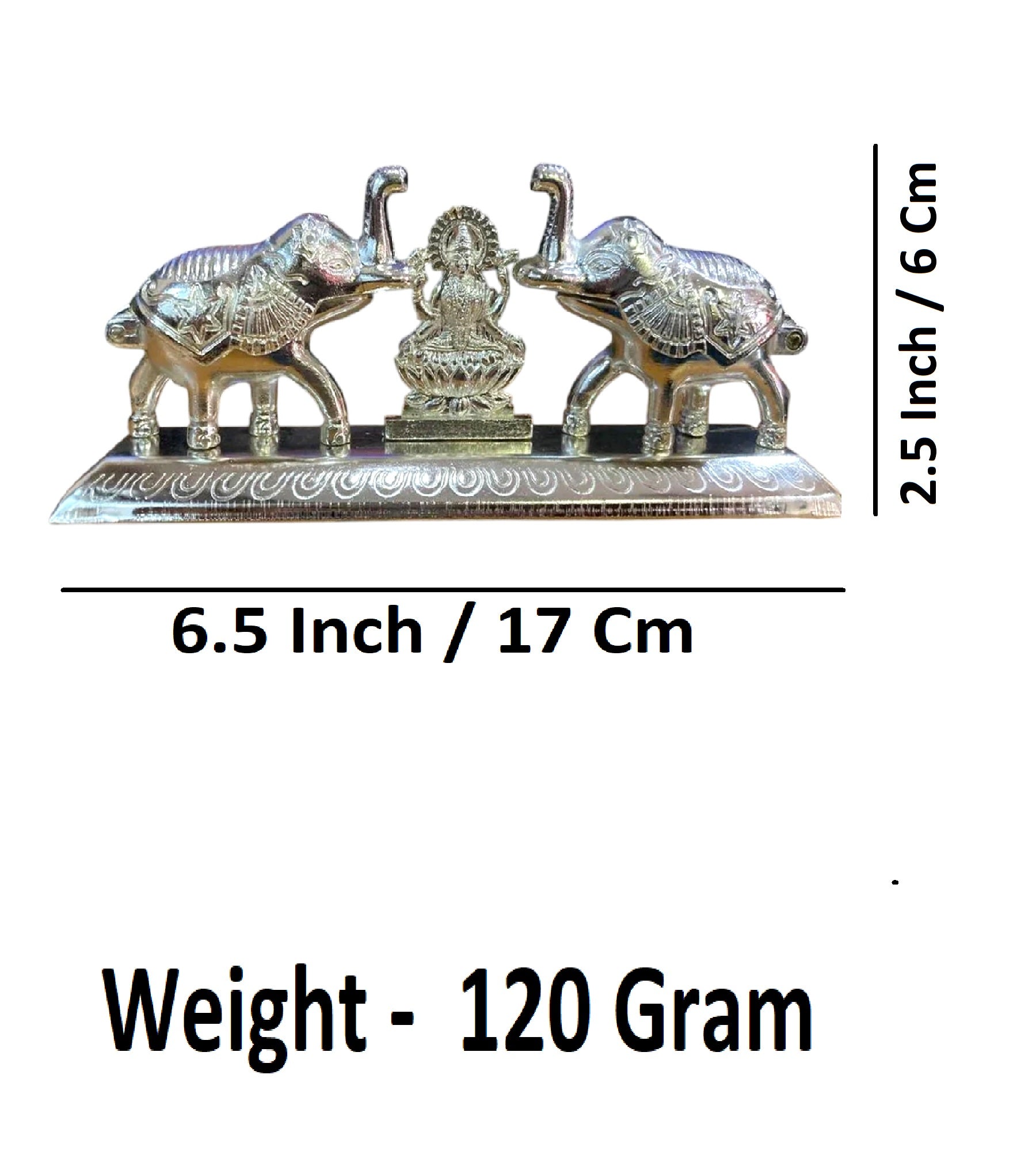 Sigaram 6.5 x 2.5 Inch Silver Plated Elephant Kumkum Dabbi for Home Pooja Decor K4947
