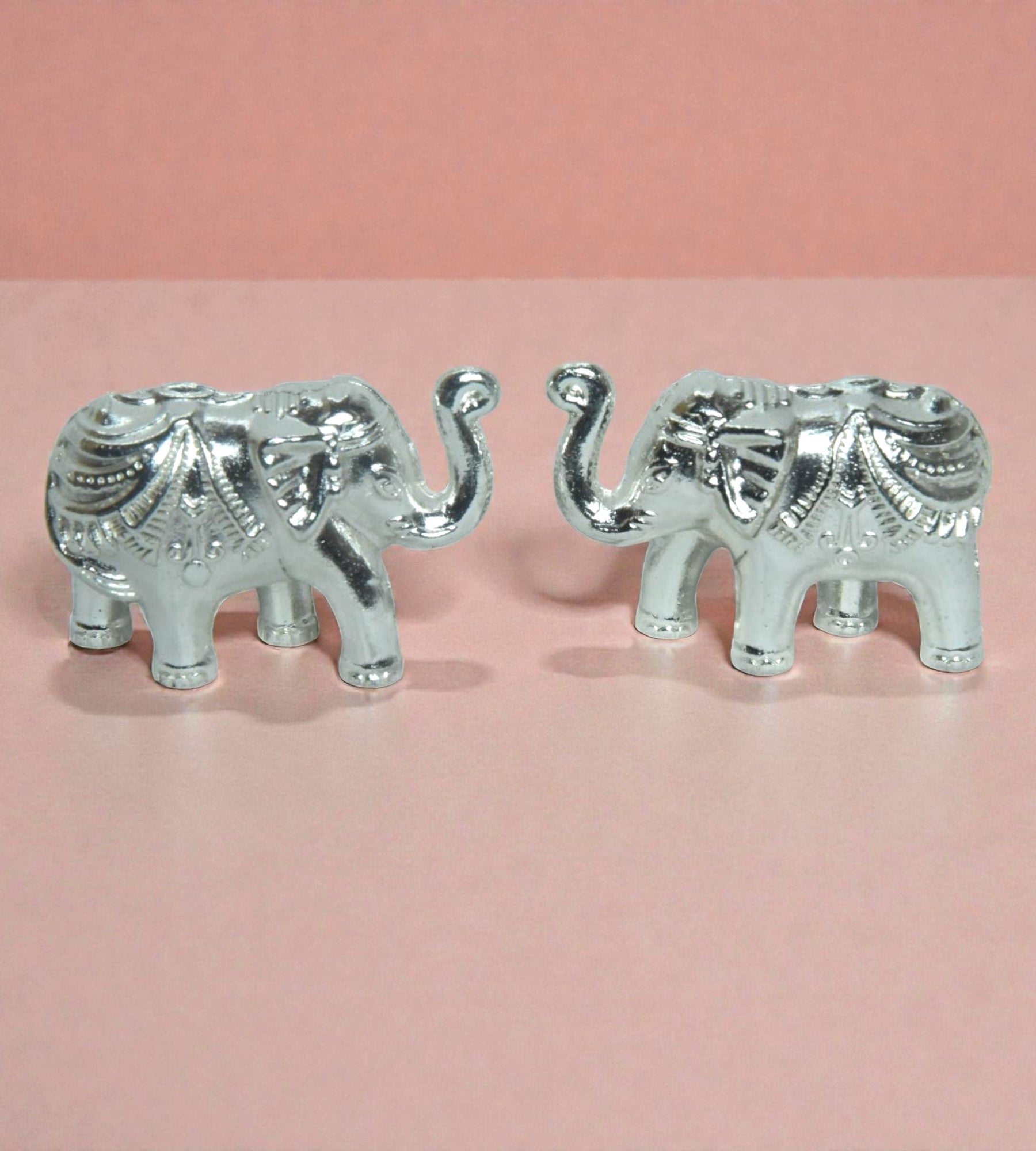 Sigaram 1.5 Inch Silver Plated Elephant Idol for Home & Temple Pooja Decor K4948