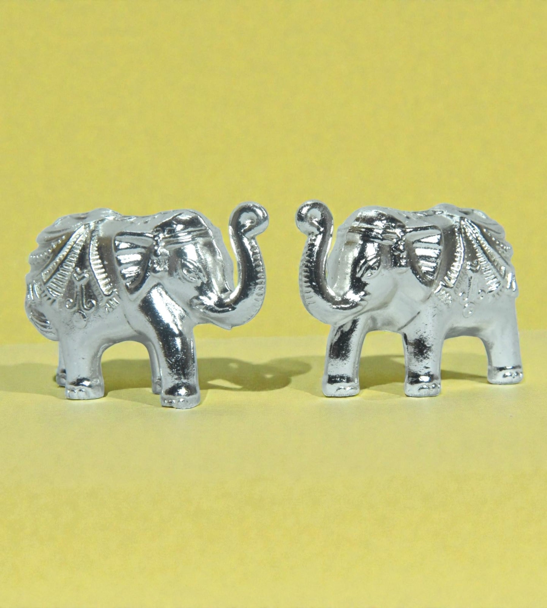 Sigaram 1.5 Inch Silver Plated Elephant Idol for Home & Temple Pooja Decor K4948