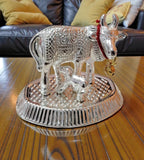 Sigaram 2 Inch Silver Plated Cow & Calf Idol for Home & Decorative Showpiece K4951