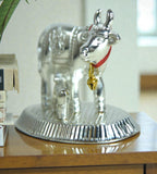 Sigaram 2.5 Inch Silver Plated Cow & Calf or Home & Decorative Showpiece K4953