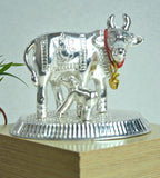 Sigaram 2.5 Inch Silver Plated Cow & Calf or Home & Decorative Showpiece K4953