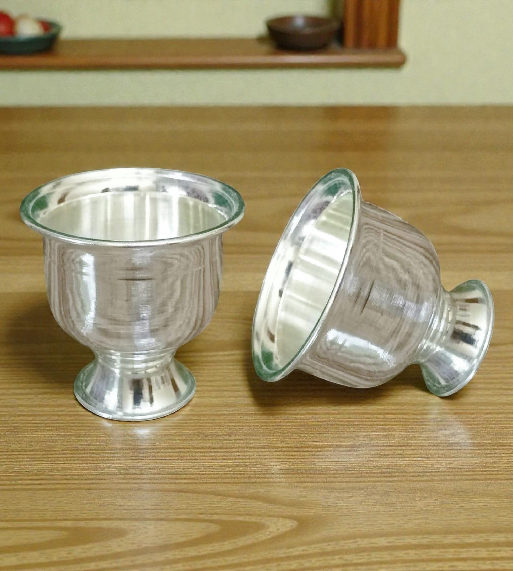 Sigaram 2.5 Inch Silver Plated Plain Kum Kum Cup for Home & Temple Pooja Decor K4956