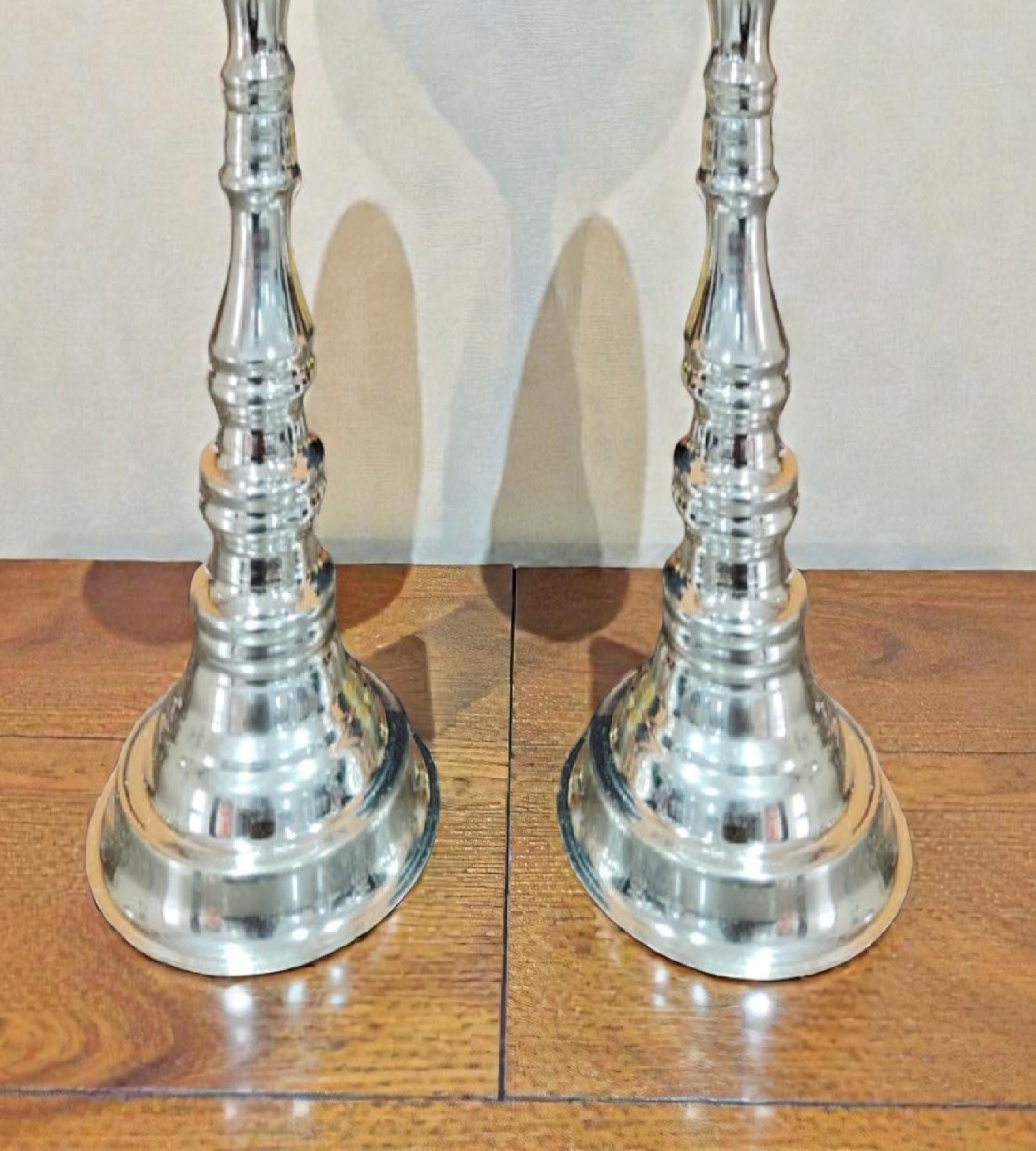 Sigaram 12 Inch German Silver Peacock Handle Diya for Home Pooja Decor K4959