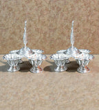 Sigaram 3.5 Inch Silver Plated Peacock Handle 4Cup Panchwala for Home Pooja Decor K4961