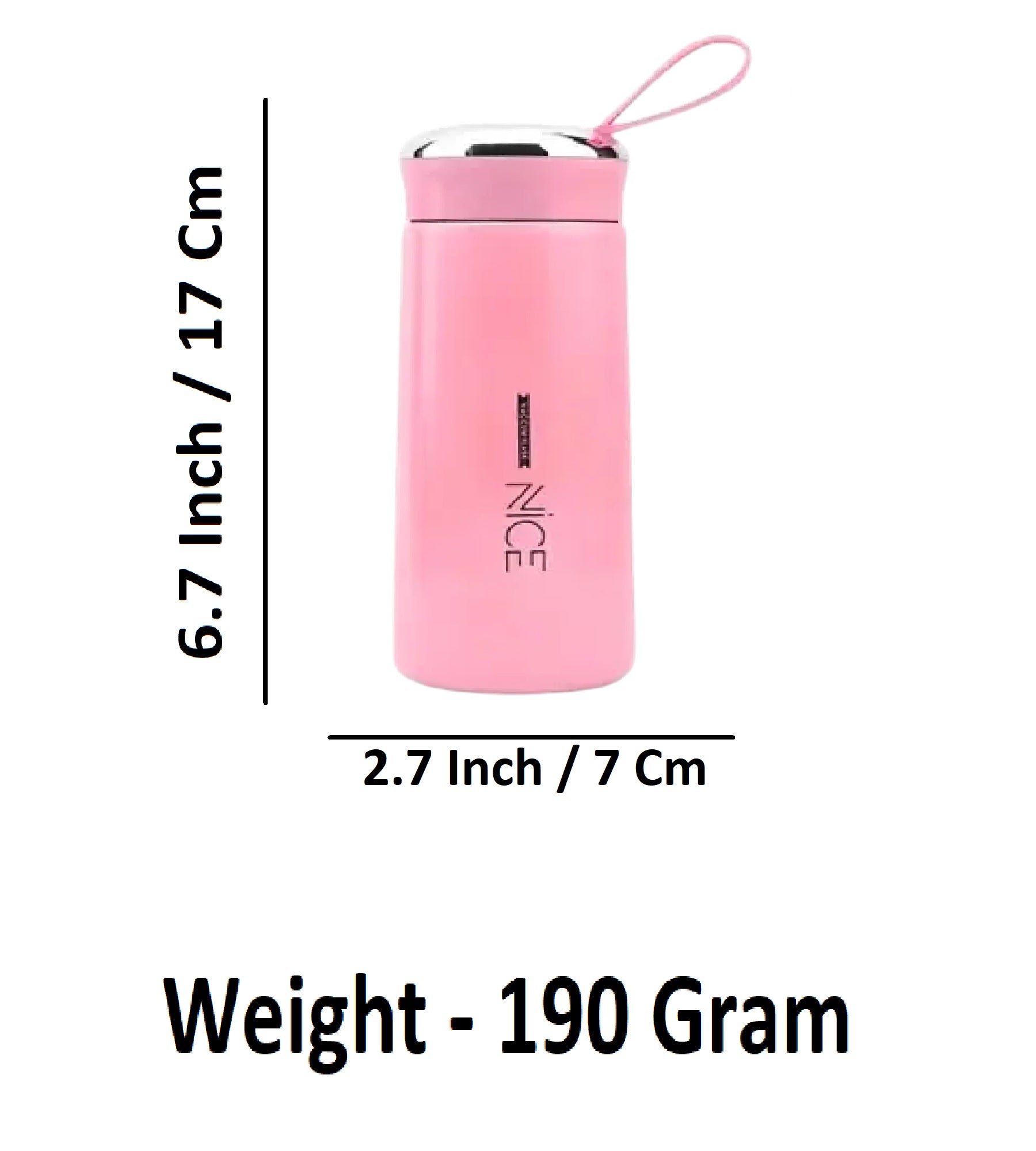 Sigaram 6.7 Inch Pink NICE Water Bottle for Kids, Boys & Girls K4970