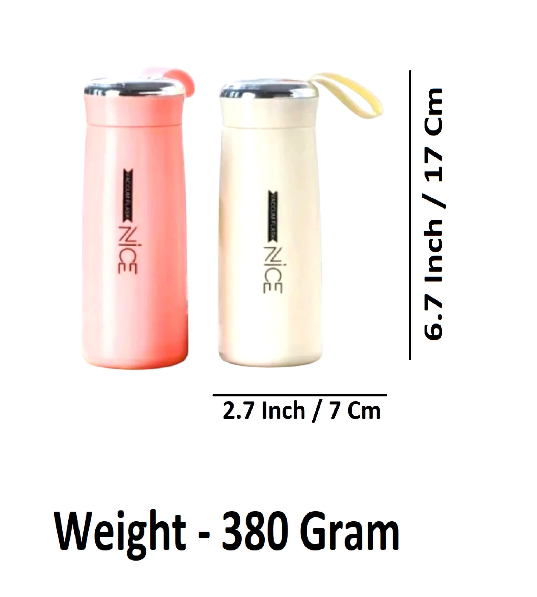 Sigaram 6.7 Inch Pink & White NICE Water Bottle for Girls, Kids & Boys K4971