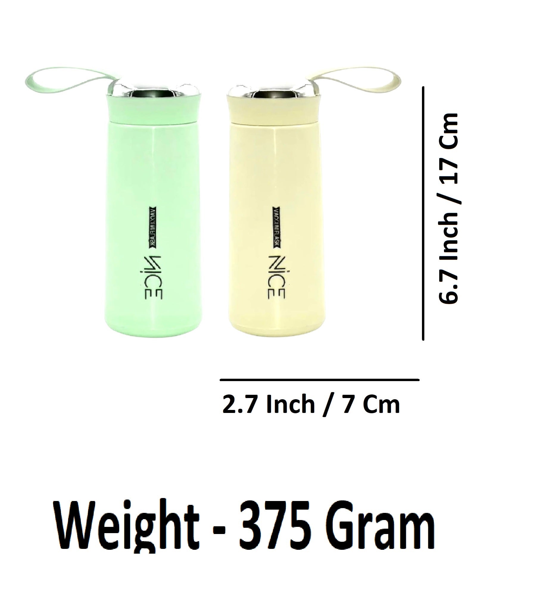 Sigaram 6.7 Inch Green & White NICE Water Bottle for Girls, Kids & Boys K4972