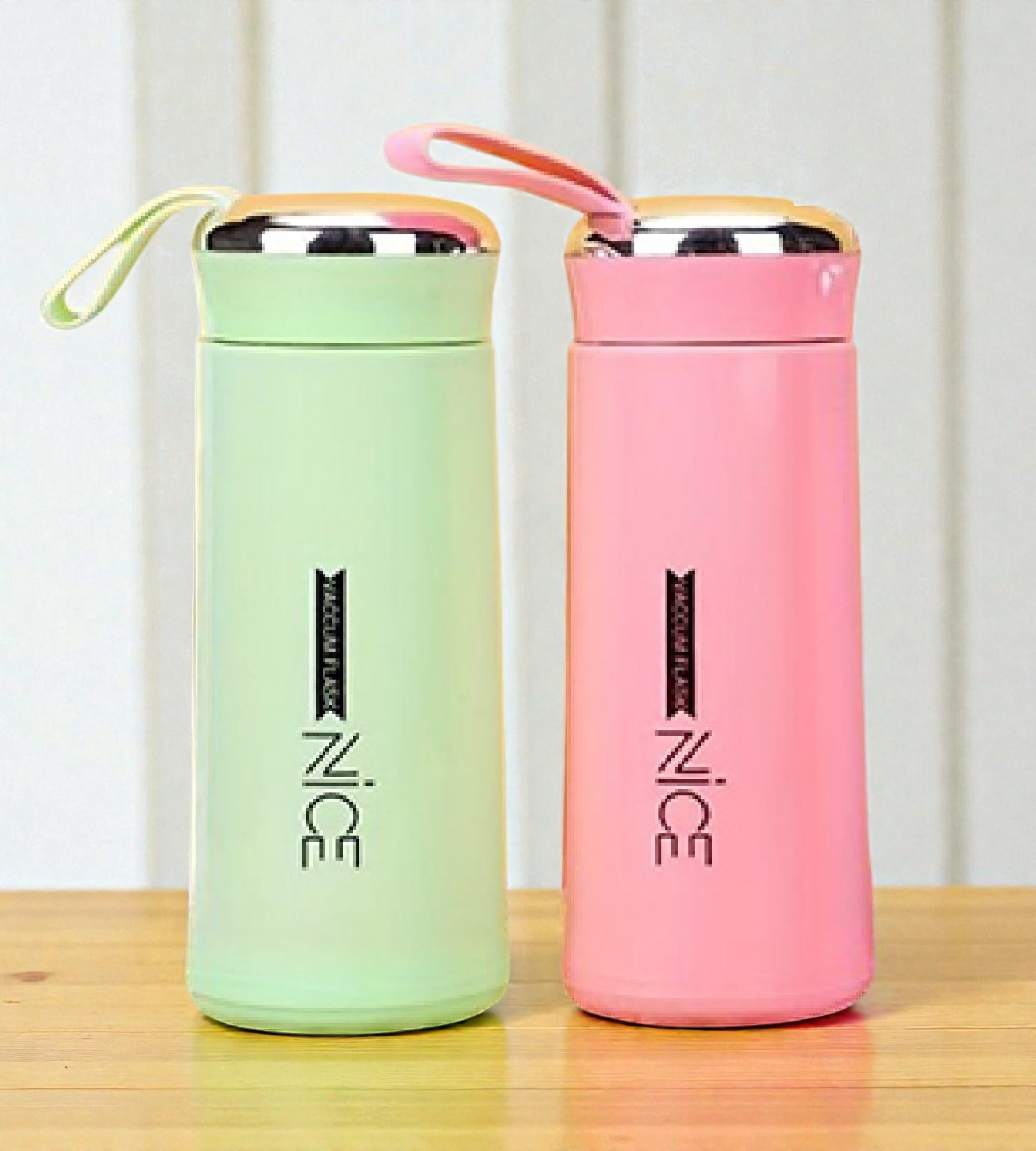 Sigaram 6.7 Inch Green & Pink NICE Water Bottles for Girls, Kids & Boys K4973
