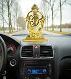 Sigaram 2.7 Inch Gold Muruga Om Vel with Peacock Idol for Car Dashboard K4976