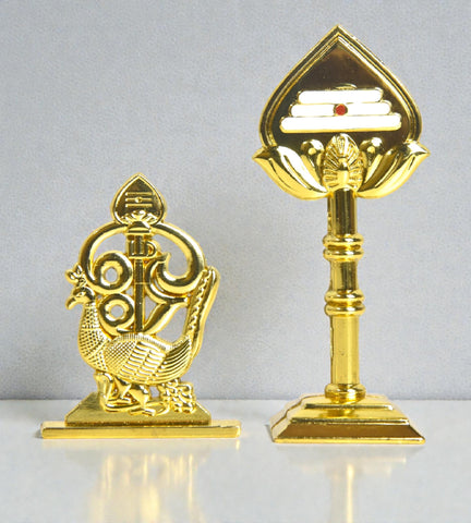 Sigaram 4.3 & 2.7 Inch Gold Muruga Om Vel for Car Dashboard, Pooja Room K4977