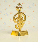 Sigaram 3.5 Inch Gold Plated Murugan Om Vel for Car Dashboard Pooja Room K4981