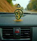 Sigaram 4 Inch Golden Green Murugan Om Vel for Car Dashboard, Pooja Room K4982