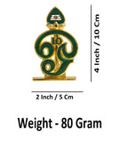 Sigaram 4 Inch Golden Green Murugan Om Vel for Car Dashboard, Pooja Room K4982
