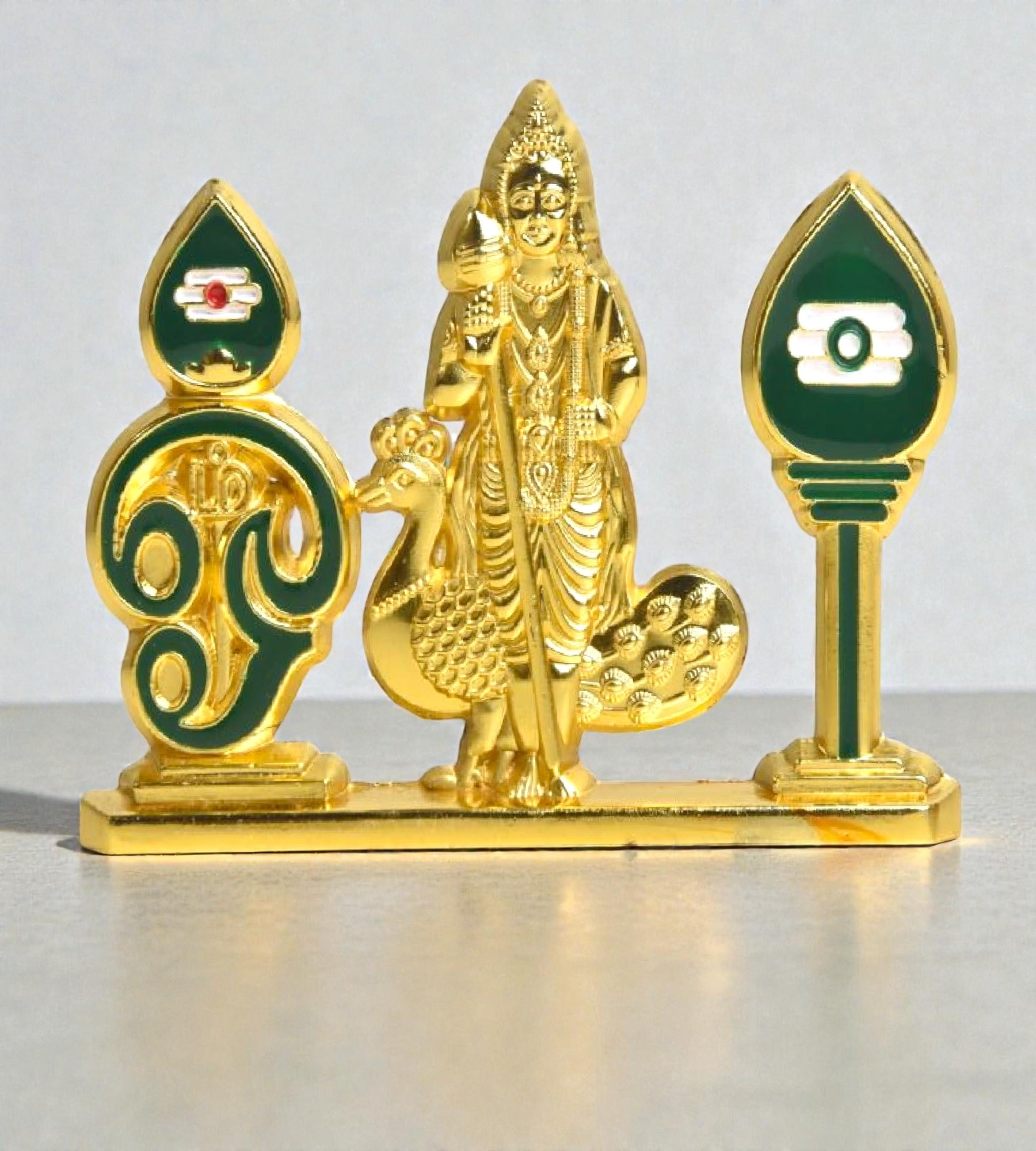 Sigaram 2.5 Inch Gold Plated Murugan Statue with Vel for Car Dashboard & Home K5005