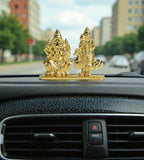 Sigaram 2.5 Inch Gold Plated Vinayak & Murugan Idol for Car Dashboard, Pooja Room K5006