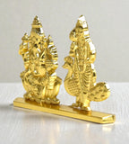 Sigaram 2.5 Inch Gold Plated Vinayak & Murugan Idol for Car Dashboard, Pooja Room K5006
