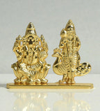 Sigaram 2.5 Inch Gold Plated Vinayak & Murugan Idol for Car Dashboard, Pooja Room K5006
