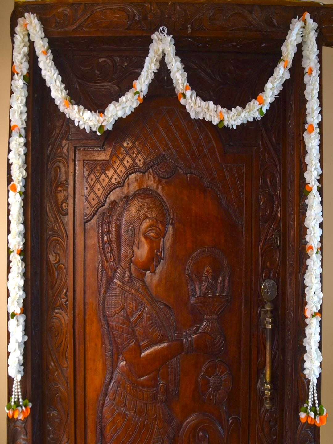 Sigaram 58 Inch White Artificial Flower Toran For Home Door & Wedding Ceremany K 5028