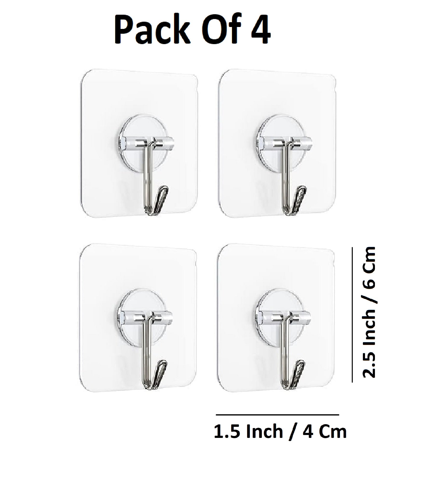Sigaram Pack of 4 Adhesive 3 KG Capacity Wal Hooks For Home & Office K5063