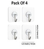 Sigaram Pack of 4 Adhesive 3 KG Capacity Wal Hooks For Home & Office K5063