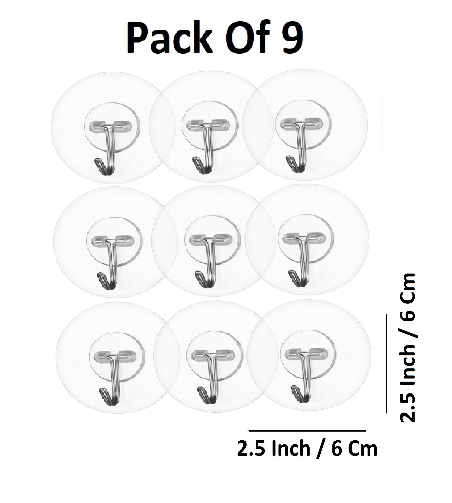Sigaram Pack of 9 Adhesive 5 KG Capacity Wal Hooks For Home & Office K5064