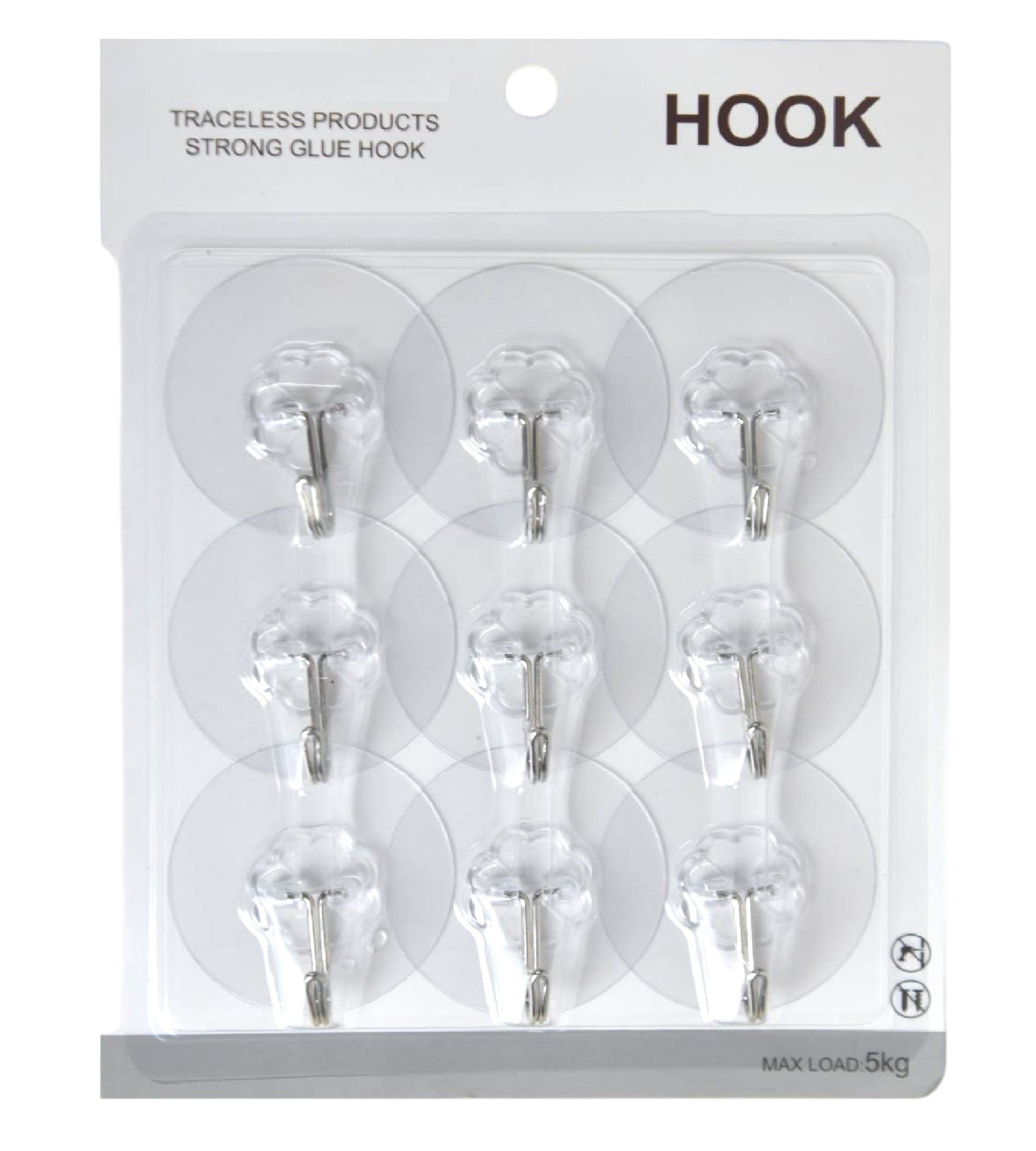 Sigaram Pack of 9 Adhesive 5 KG Capacity Wal Hooks For Home & Office K5064