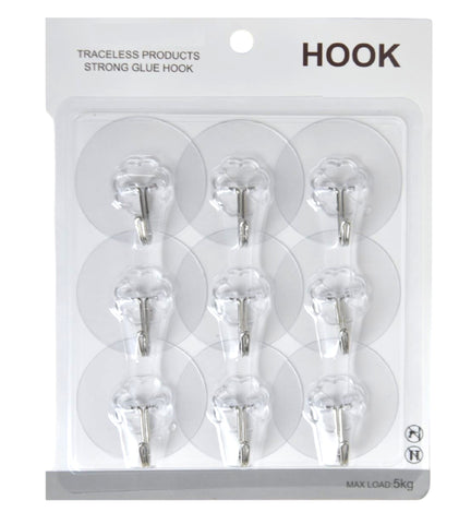 Sigaram Pack of 9 Adhesive 5 KG Capacity Wal Hooks For Home & Office K5064