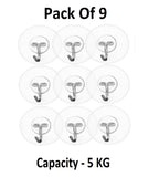 Sigaram Pack of 9 Adhesive 5 KG Capacity Wal Hooks For Home & Office K5064