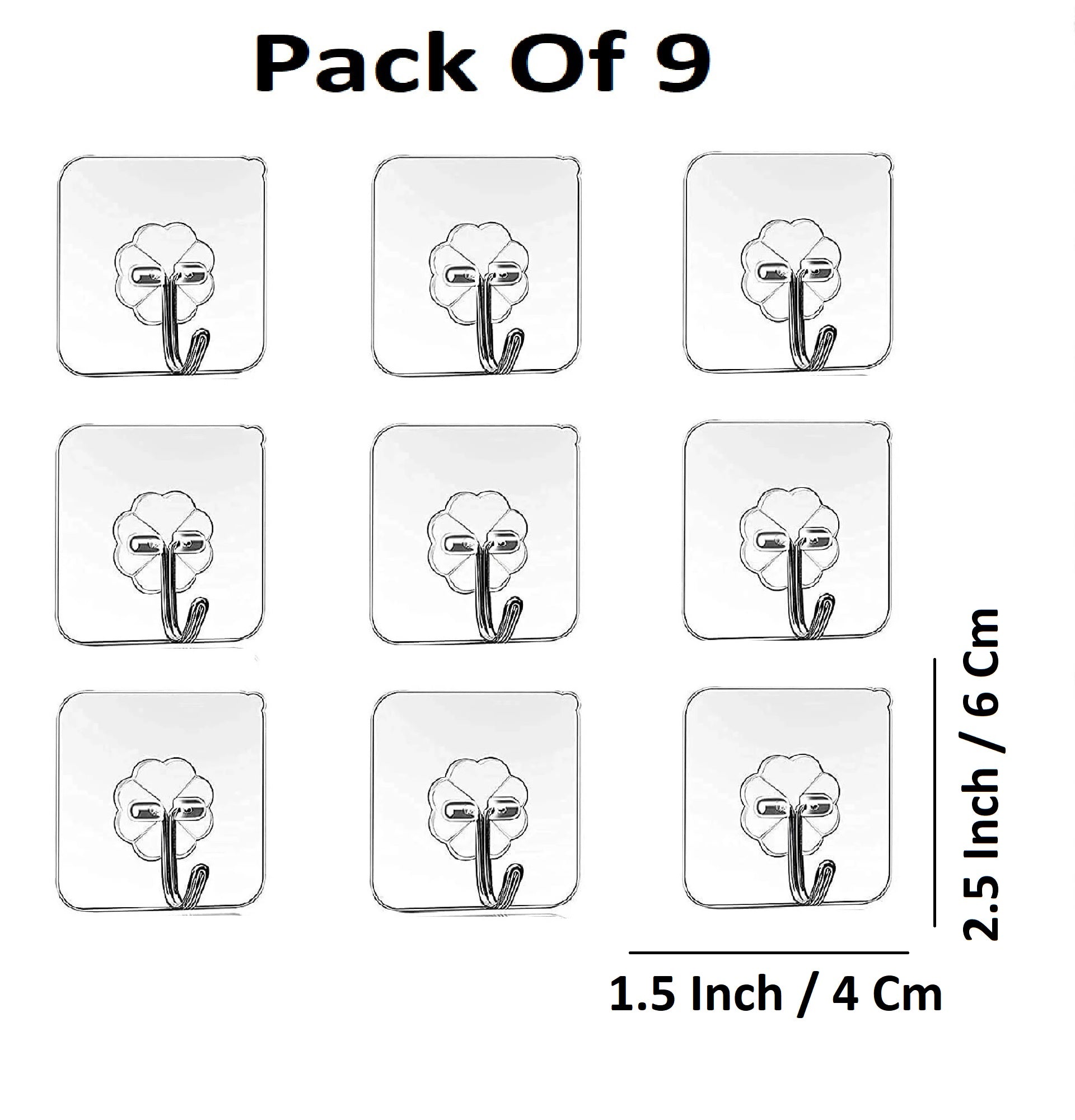 Sigaram Pack of 9 Adhesive 10 KG Capacity Wal Hooks For Home & Office K5065