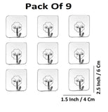 Sigaram Pack of 9 Adhesive 10 KG Capacity Wal Hooks For Home & Office K5065