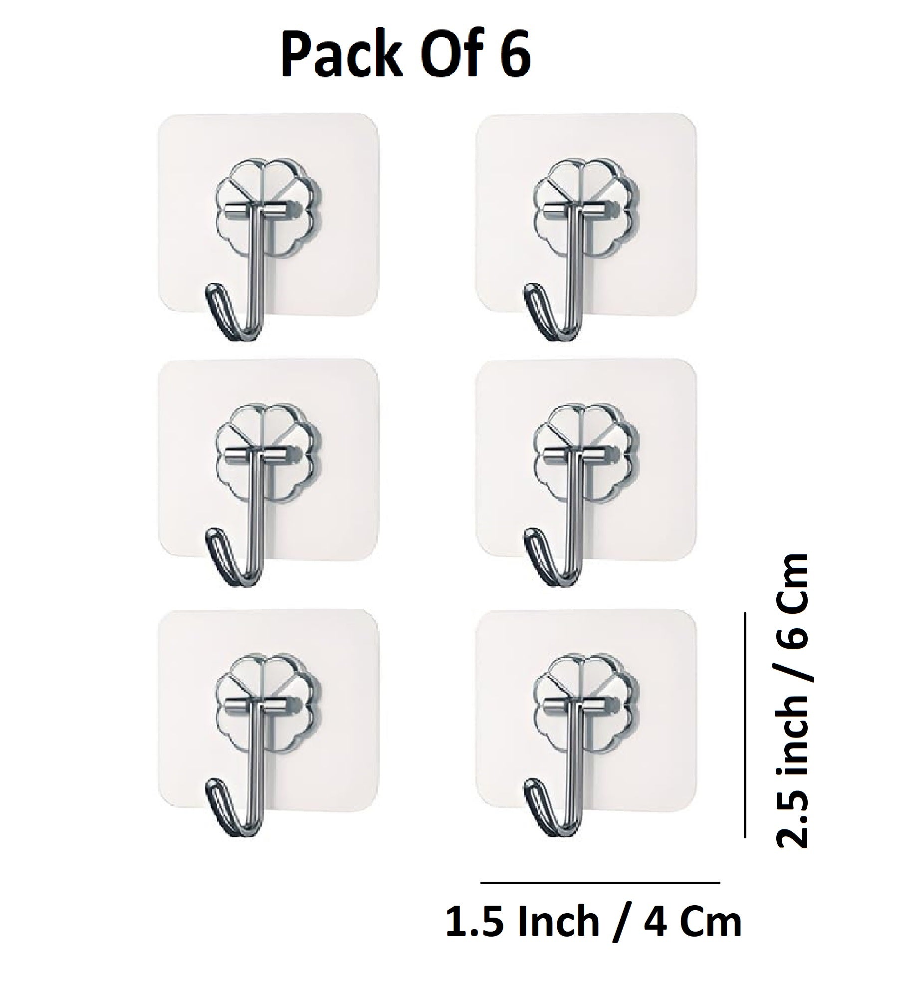 Sigaram Pack of 6 Adhesive 10 KG Capacity Wal Hooks For Home & Office K5066