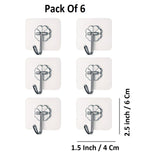 Sigaram Pack of 6 Adhesive 10 KG Capacity Wal Hooks For Home & Office K5066