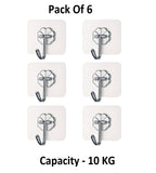 Sigaram Pack of 6 Adhesive 10 KG Capacity Wal Hooks For Home & Office K5066