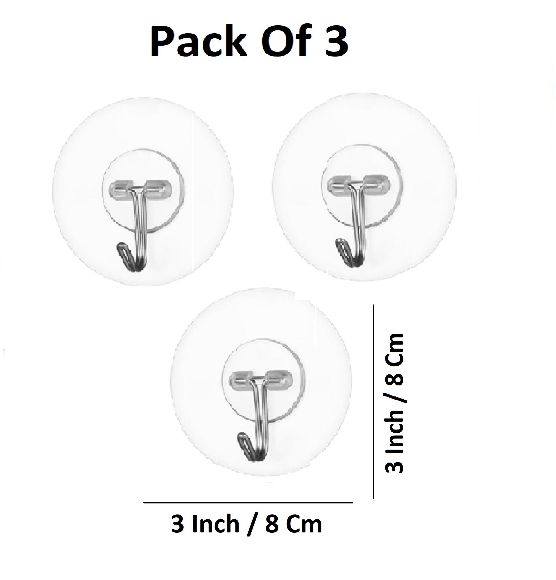 Sigaram Pack of 3 Adhesive 3 KG Capacity Wal Hooks For Home & Office K5067