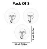 Sigaram Pack of 3 Adhesive 3 KG Capacity Wal Hooks For Home & Office K5067