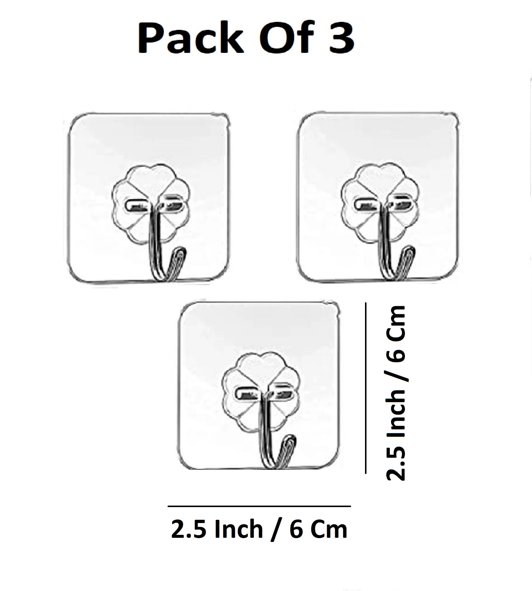 Sigaram Pack of 3 Adhesive 3 KG Capacity Wal Hooks For Home & Office K5068