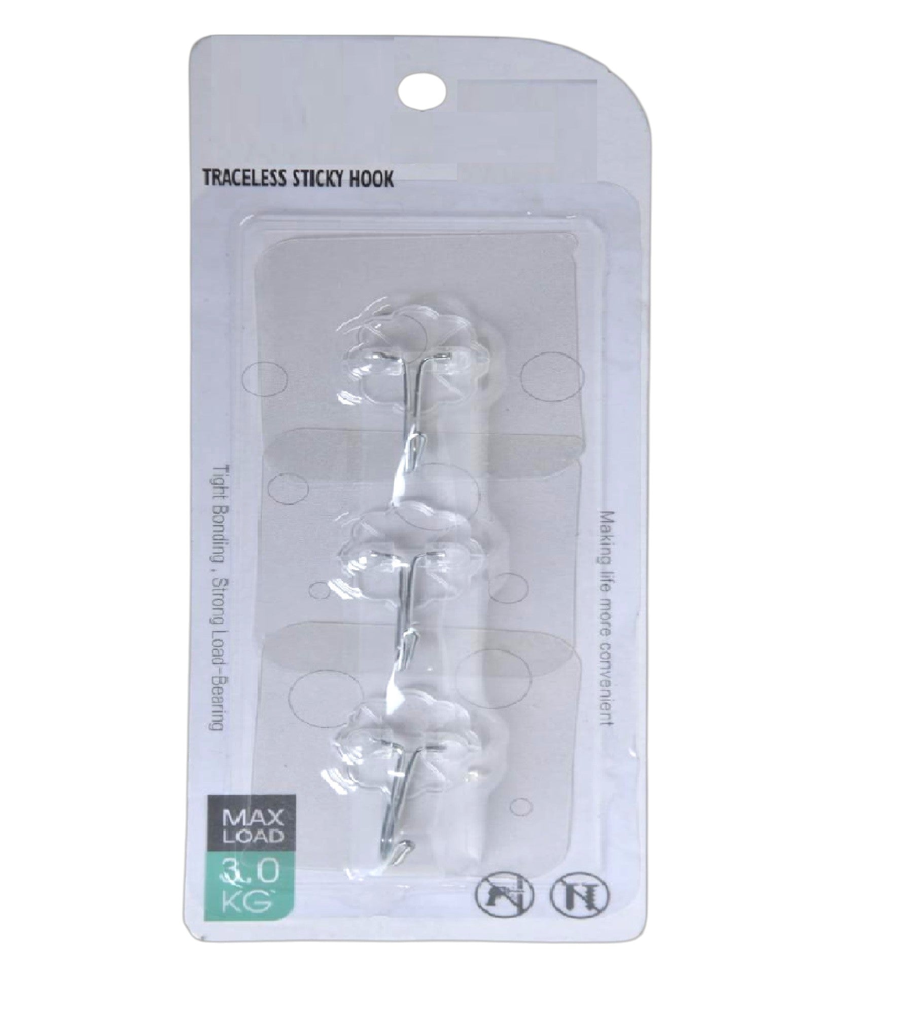 Sigaram Pack of 3 Adhesive 3 KG Capacity Wal Hooks For Home & Office K5068