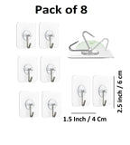 Sigaram Pack of 8 Adhesive 3 KG Capacity Wal Hooks For Home & Office K5069
