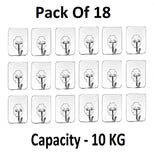 Sigaram Pack of 18 Adhesive 10 KG Capacity Wal Hooks For Home & Office K5071
