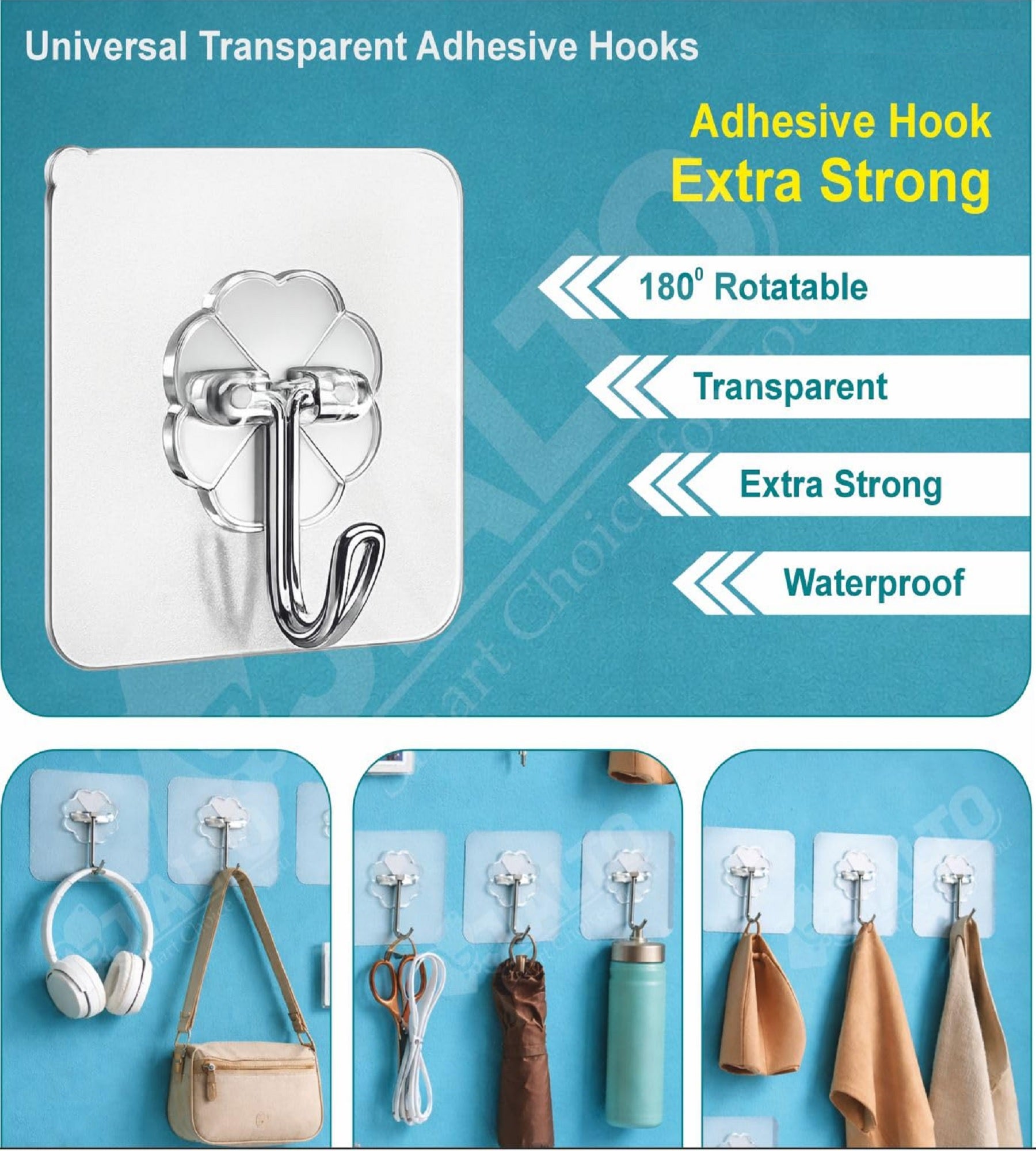 Sigaram Pack of 18 Adhesive 10 KG Capacity Wal Hooks For Home & Office K5071
