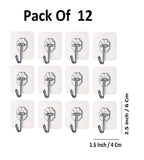 Sigaram Pack of 12 Adhesive 10 KG Capacity Wal Hooks For Home & Office K5072