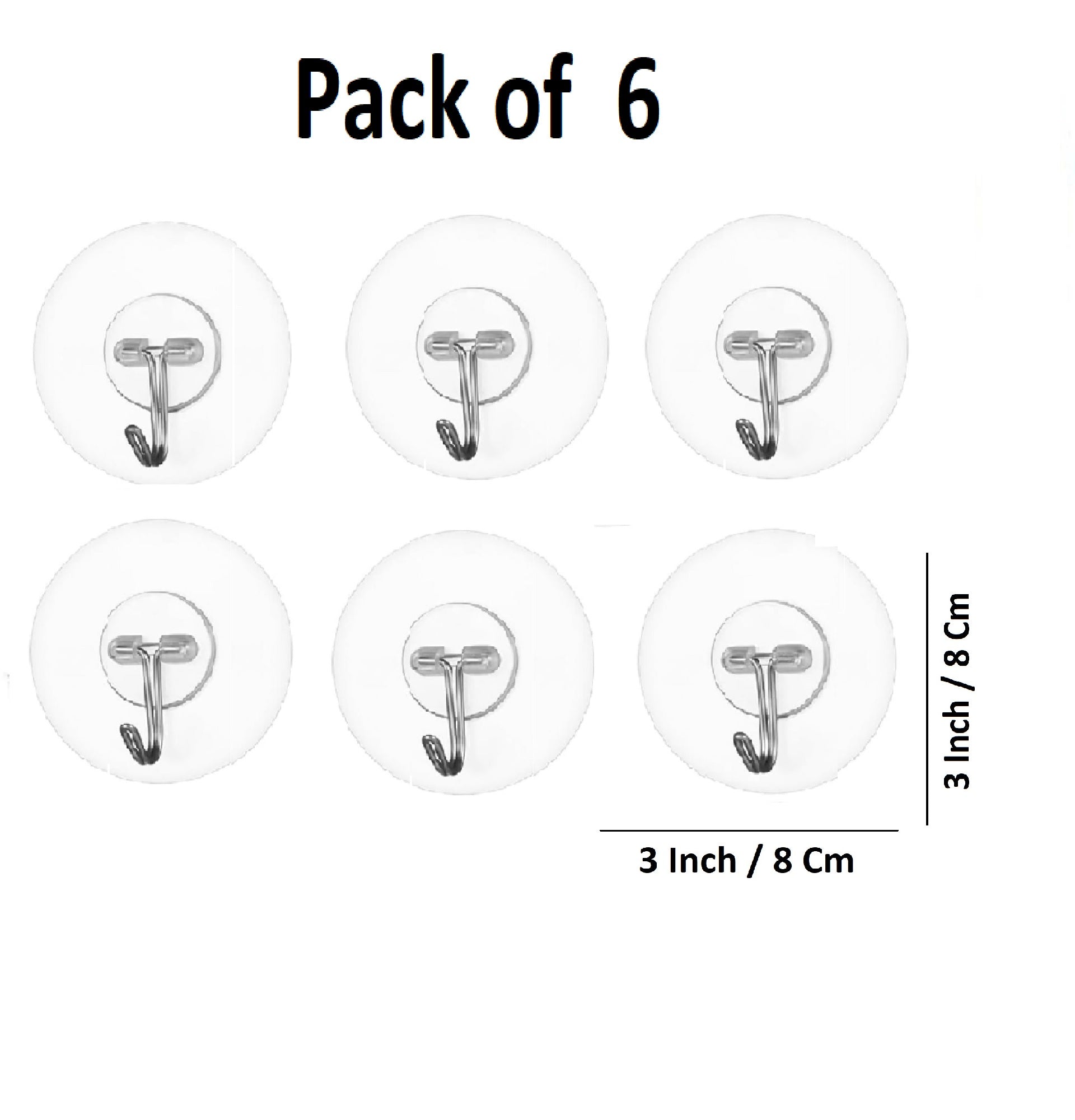 Sigaram Pack of 6 Adhesive 3 KG Capacity Wal Hooks For Home & Office K5073