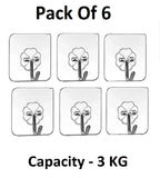 Sigaram Pack of 6 Adhesive 3 KG Capacity Wal Hooks For Home & Office K5074