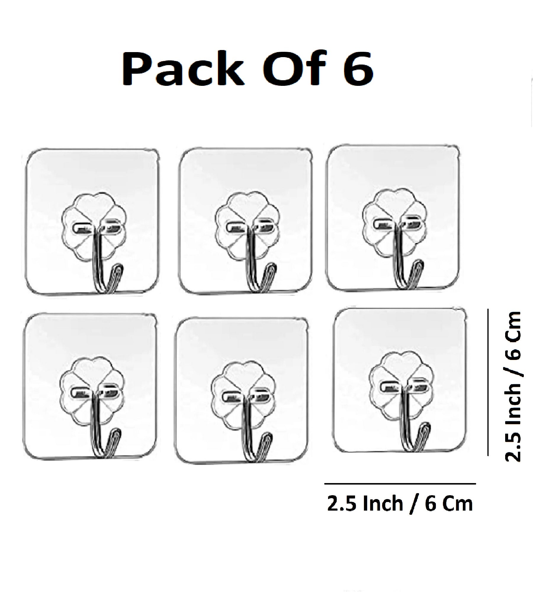 Sigaram Pack of 6 Adhesive 3 KG Capacity Wal Hooks For Home & Office K5074
